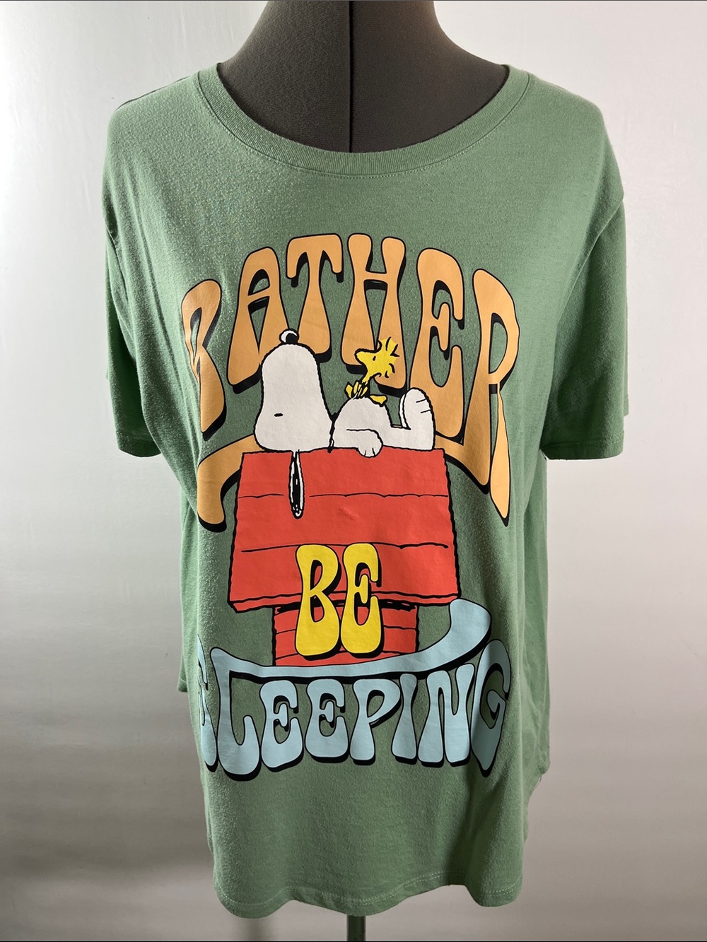Peanuts Light Green Logo Tee Short Sleeves Soft Size 3XL